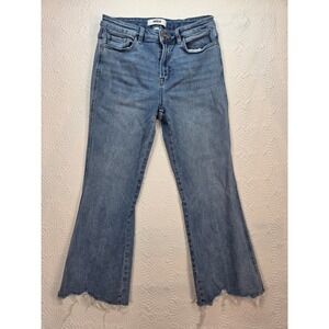 Mica High Rise Crop Flare Jeans Womens 29 Blue Good Raw Hem Medium Wash MDP-F124